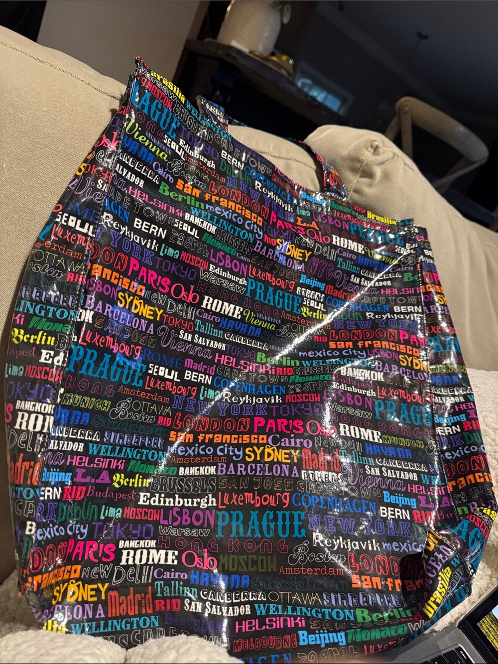 Paperchase graphic international city tote bag coated